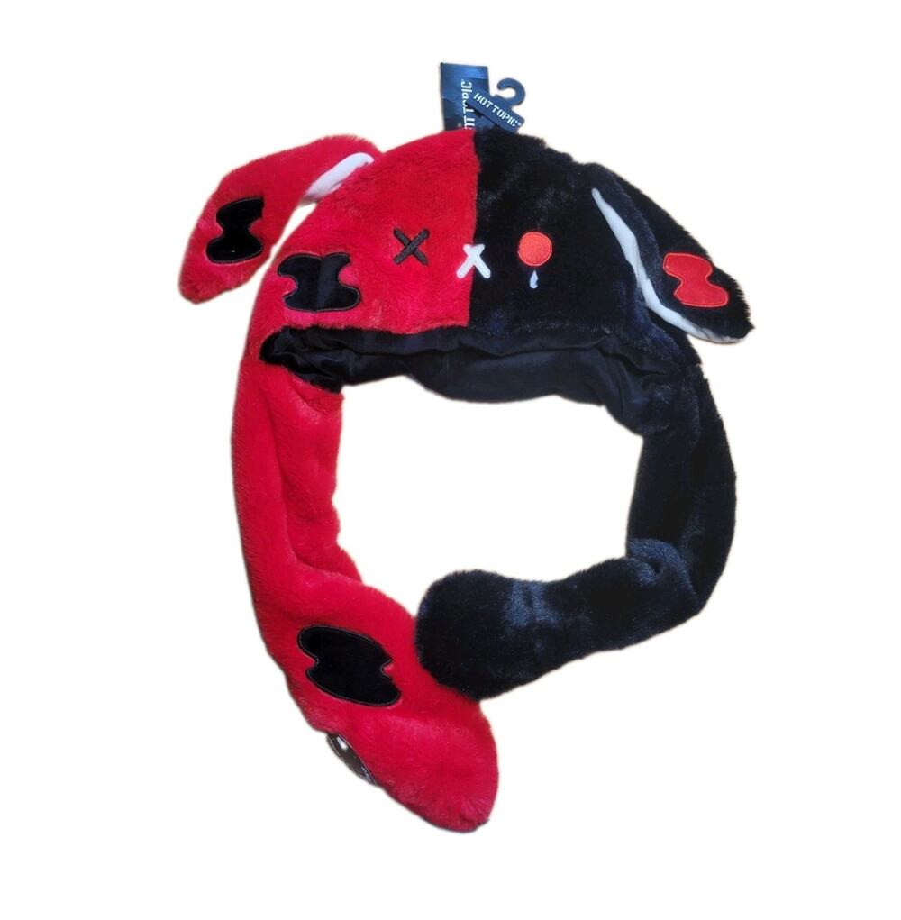Hot Topic Creepy Sad Bunny Tassel Movable Ear Beanie Hat NWT